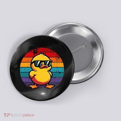 Cool Retro Yellow Duck In Sunglasses 70s 80s 90s Button