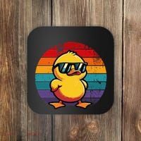 Cool Retro Yellow Duck In Sunglasses 70s 80s 90s Coaster thumb 0