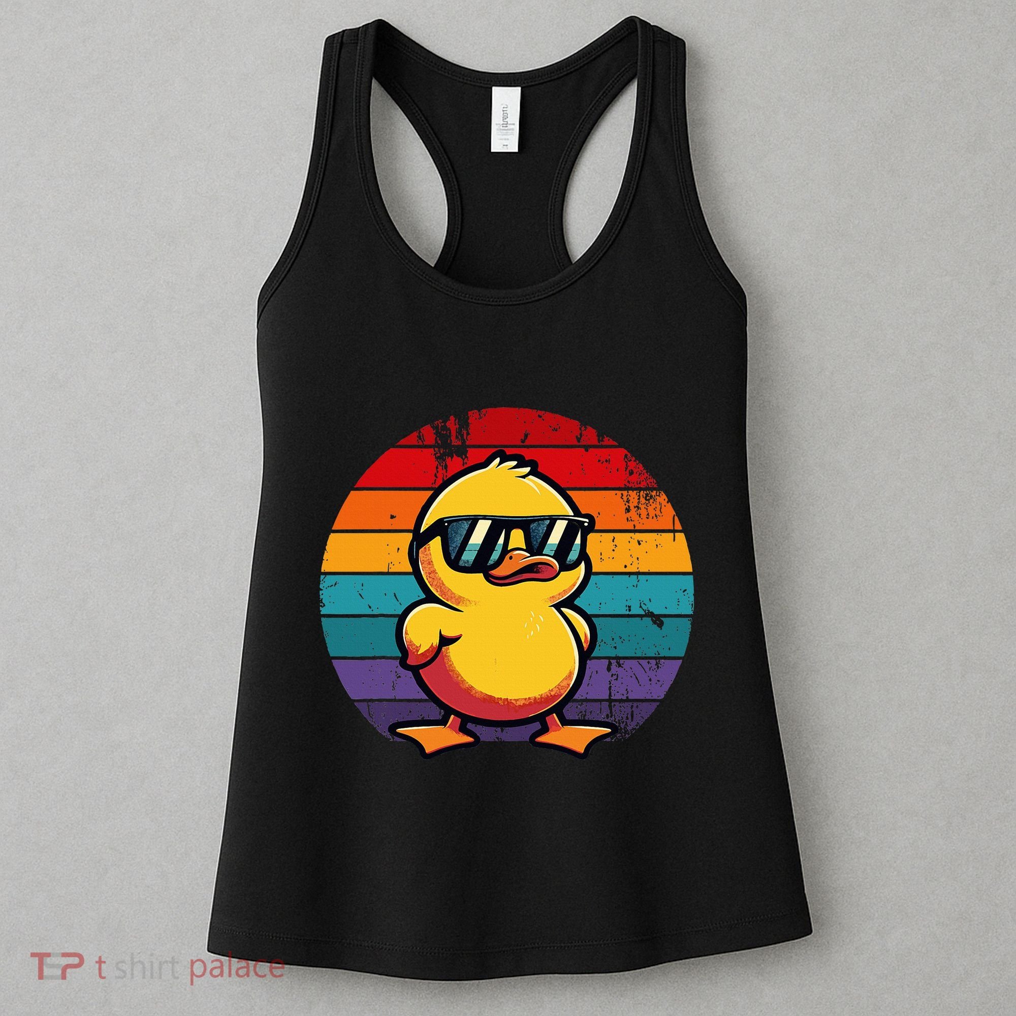 Cool Retro Yellow Duck In Sunglasses 70s 80s 90s Women's Tank Top
