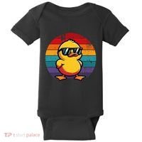 Cool Retro Yellow Duck In Sunglasses 70s 80s 90s Baby Bodysuit thumb 0