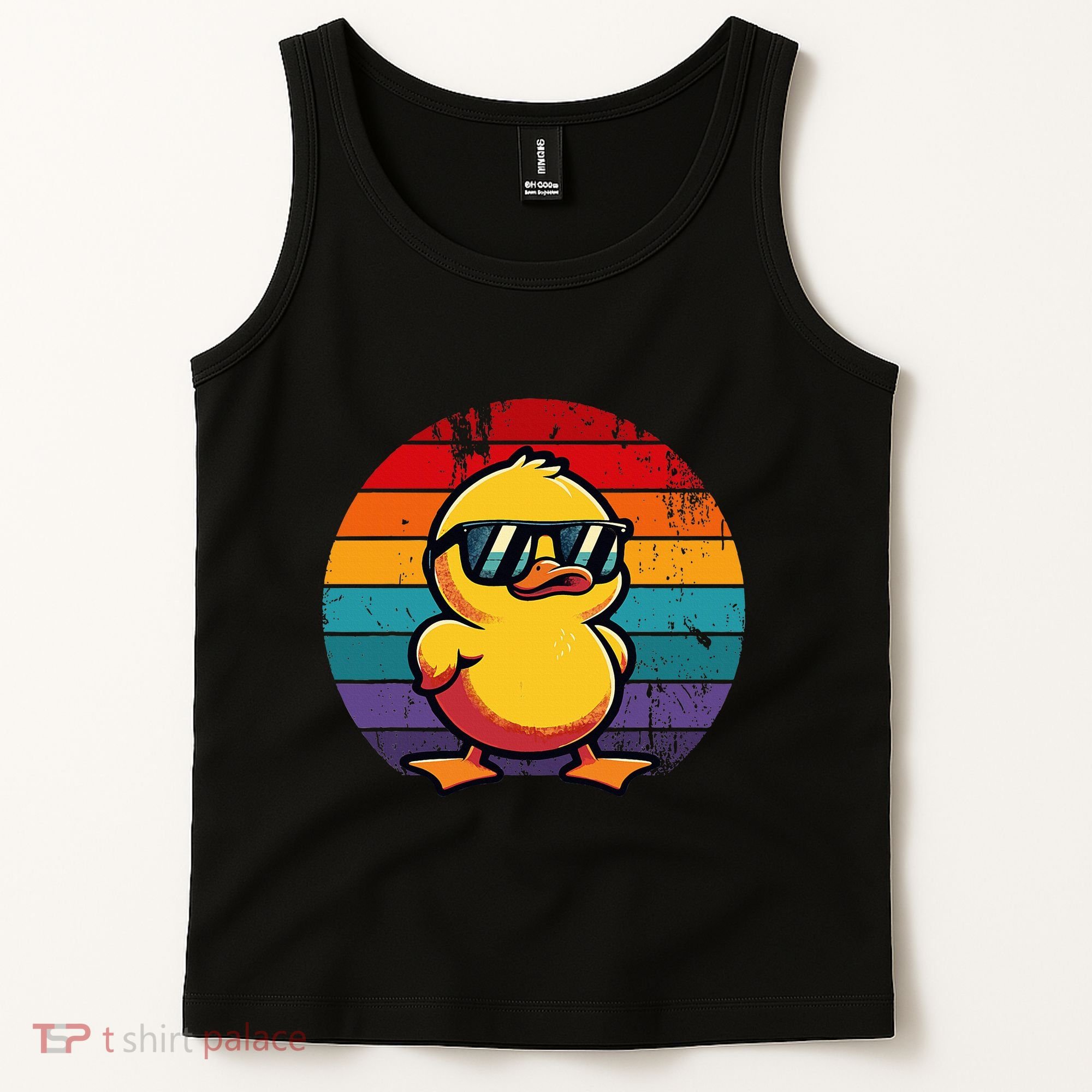 Cool Retro Yellow Duck In Sunglasses 70s 80s 90s Tank Top