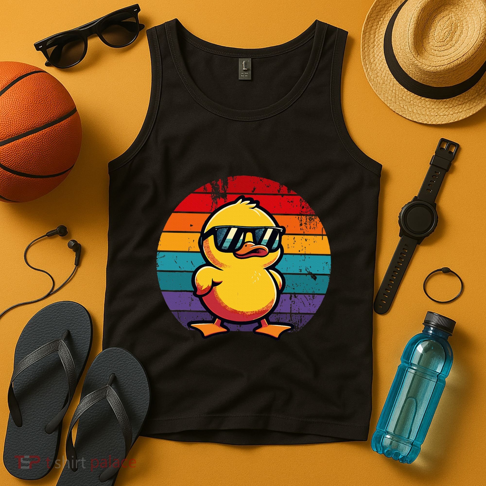 Cool Retro Yellow Duck In Sunglasses 70s 80s 90s Tank Top