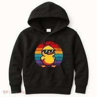 Cool Retro Yellow Duck In Sunglasses 70s 80s 90s Kids Hoodie thumb 0