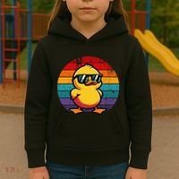 Cool Retro Yellow Duck In Sunglasses 70s 80s 90s Kids Hoodie thumb 3