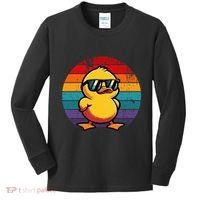 Cool Retro Yellow Duck In Sunglasses 70s 80s 90s Kids Long Sleeve Shirt thumb 0