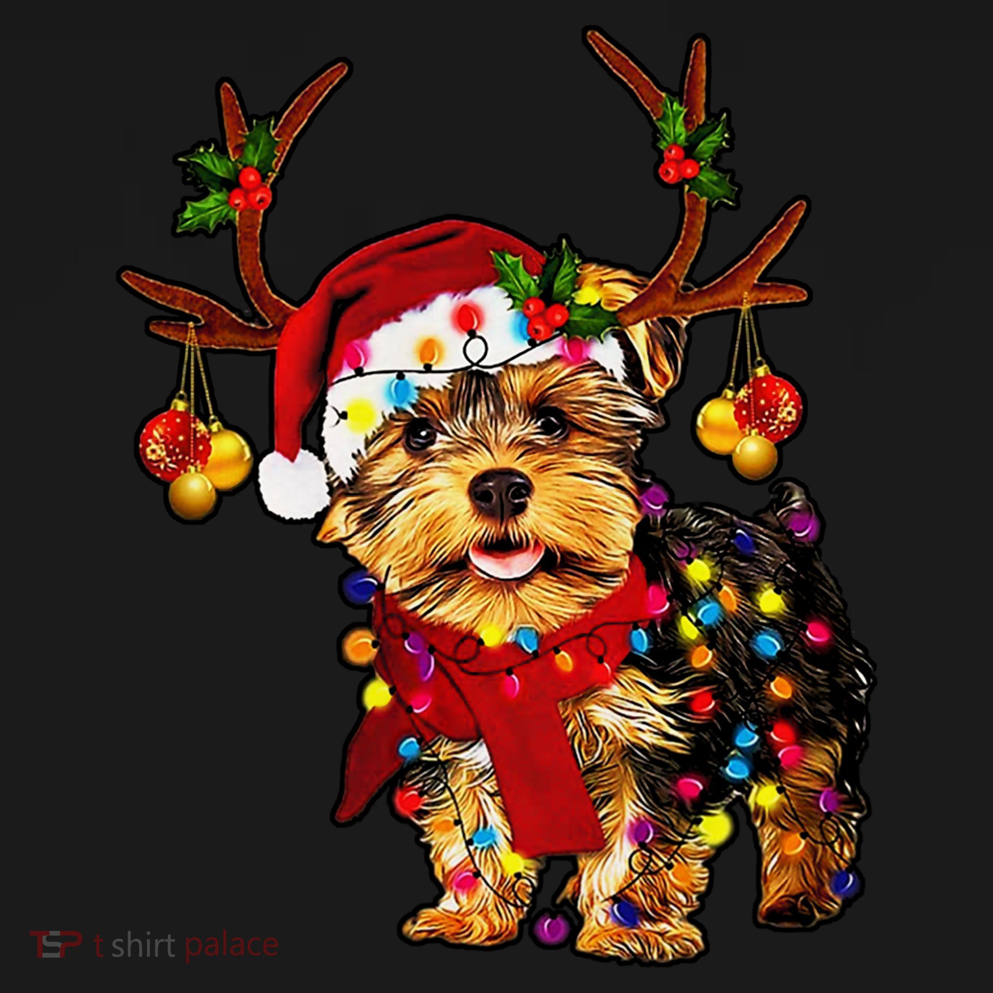 Christmas Reindeer Yorkie Classic Women's Hoodie
