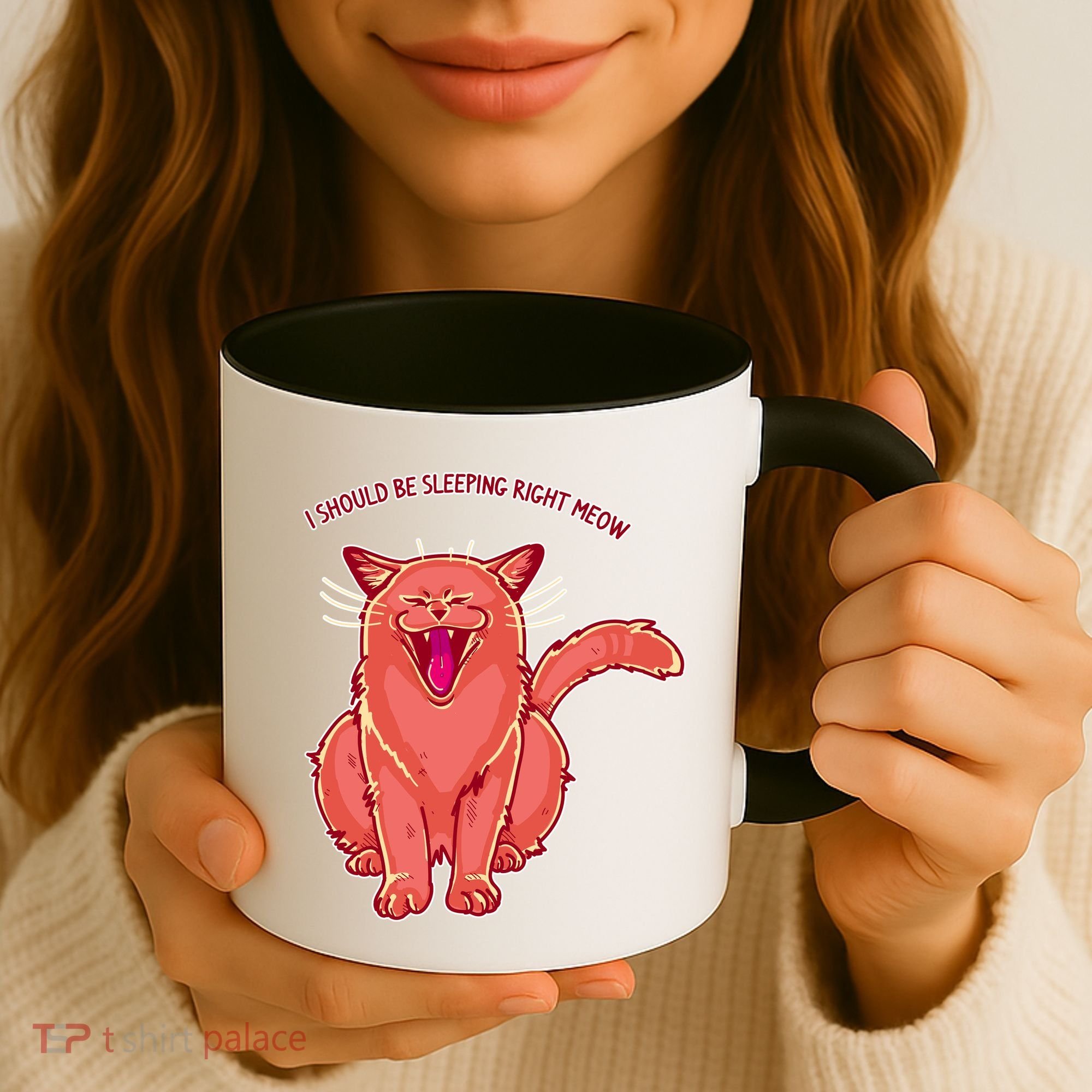 Crying Cat I should Be Sleeping Coffee Mug