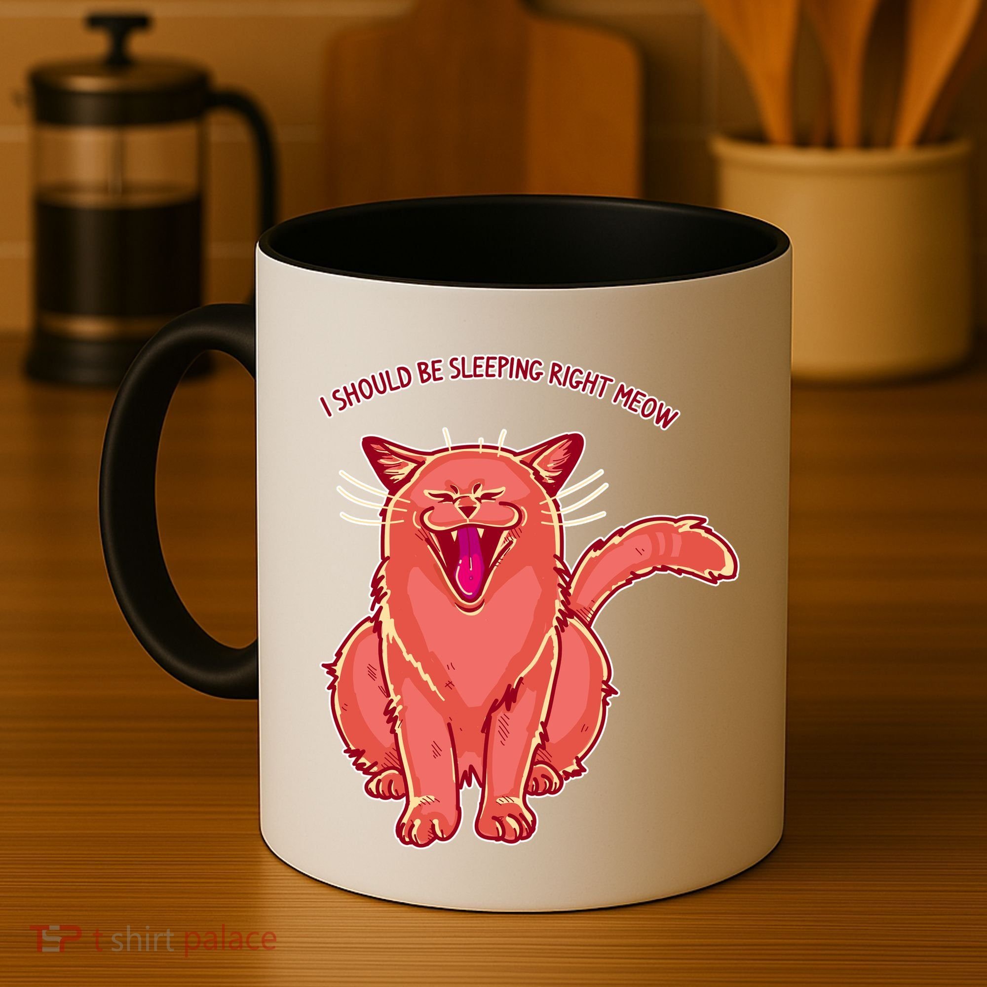 Crying Cat I should Be Sleeping Coffee Mug