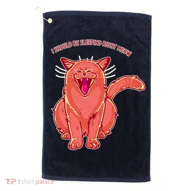 Crying Cat I should Be Sleeping Golf Towel