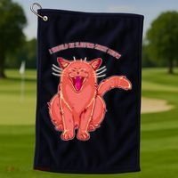 Crying Cat I should Be Sleeping Golf Towel thumb 1