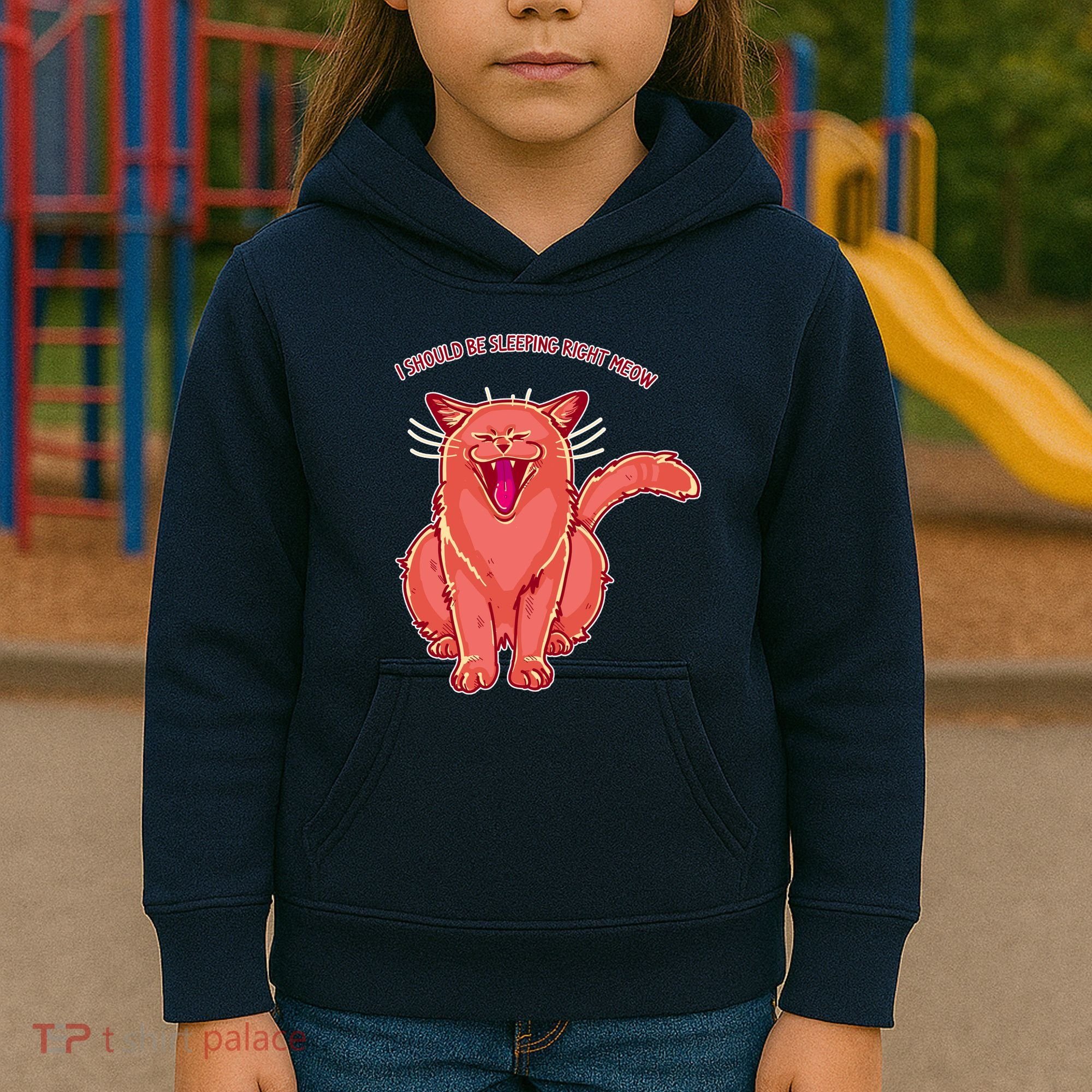 Crying Cat I should Be Sleeping Kids Hoodie