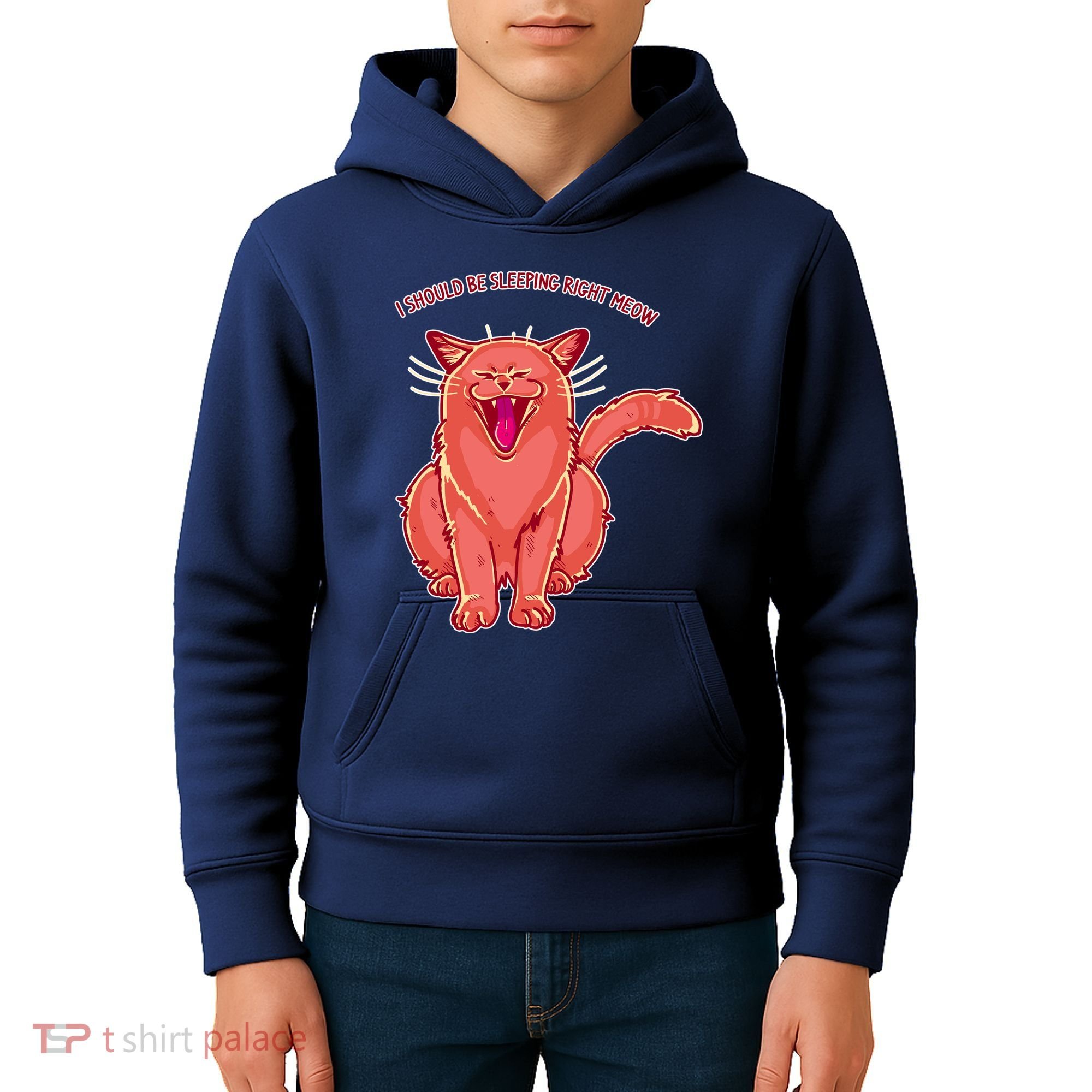 Crying Cat I should Be Sleeping Kids Hoodie
