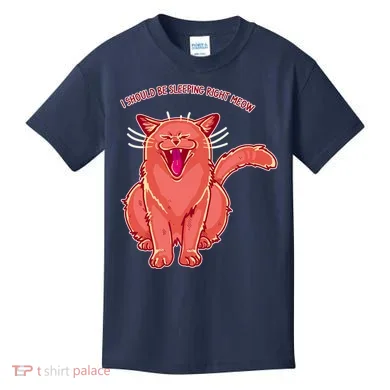 Crying Cat I should Be Sleeping Kids T-Shirt