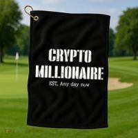 Crypto Millionaire Est. Any Day Now Golf Towel thumb 1