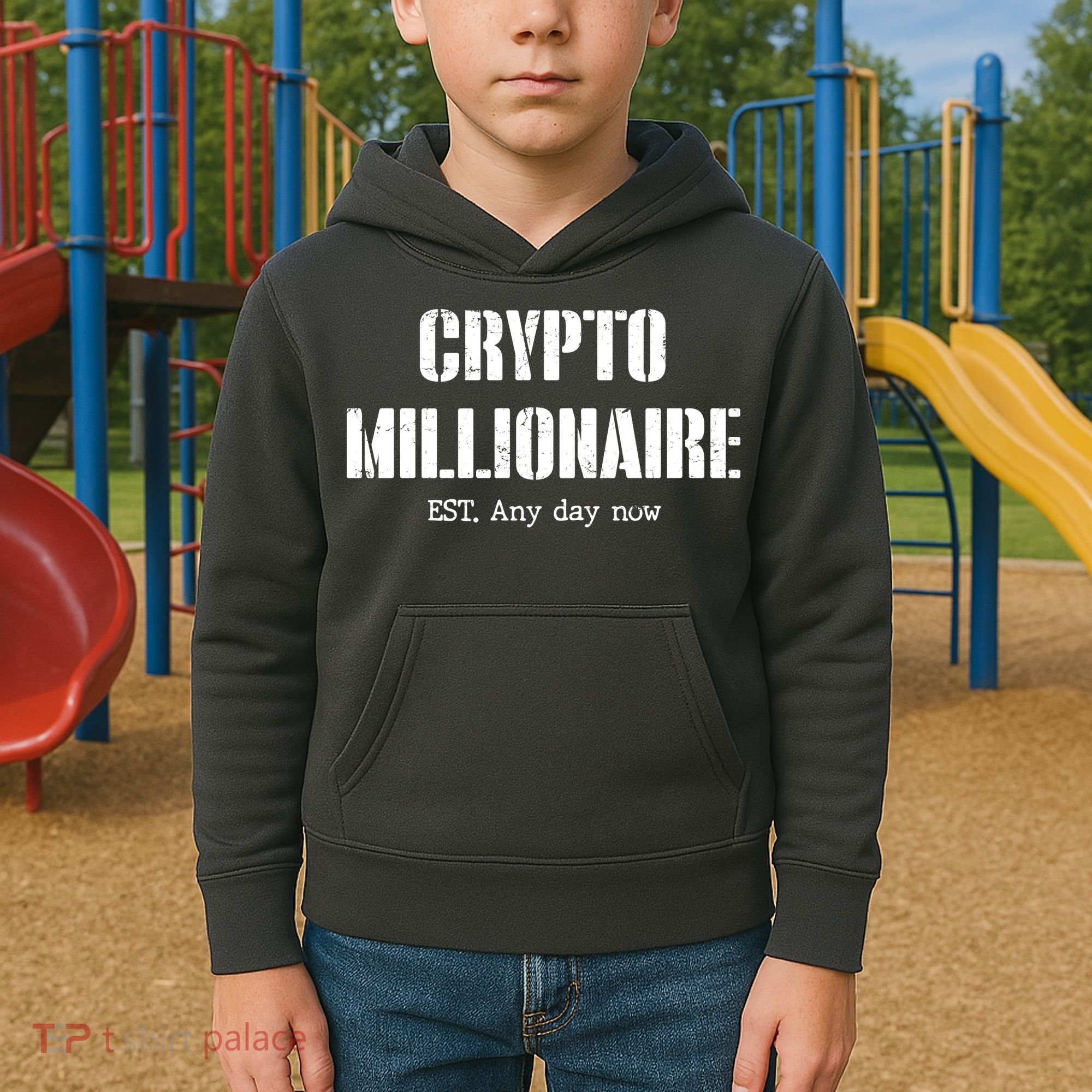 Crypto Millionaire Est. Any Day Now Kids Hoodie