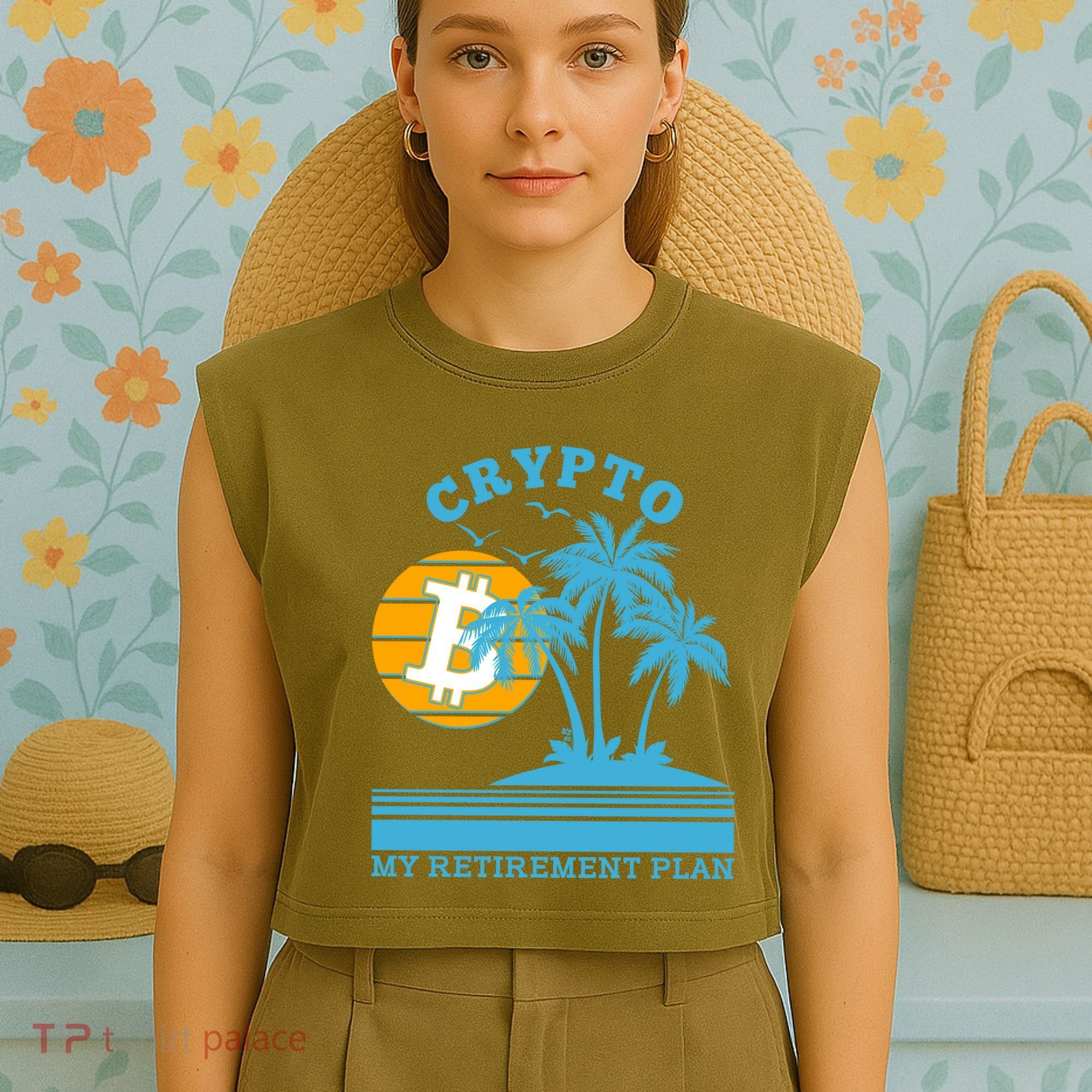Crypto My Retirement Plan Garment-Dyed Women's Muscle Tee