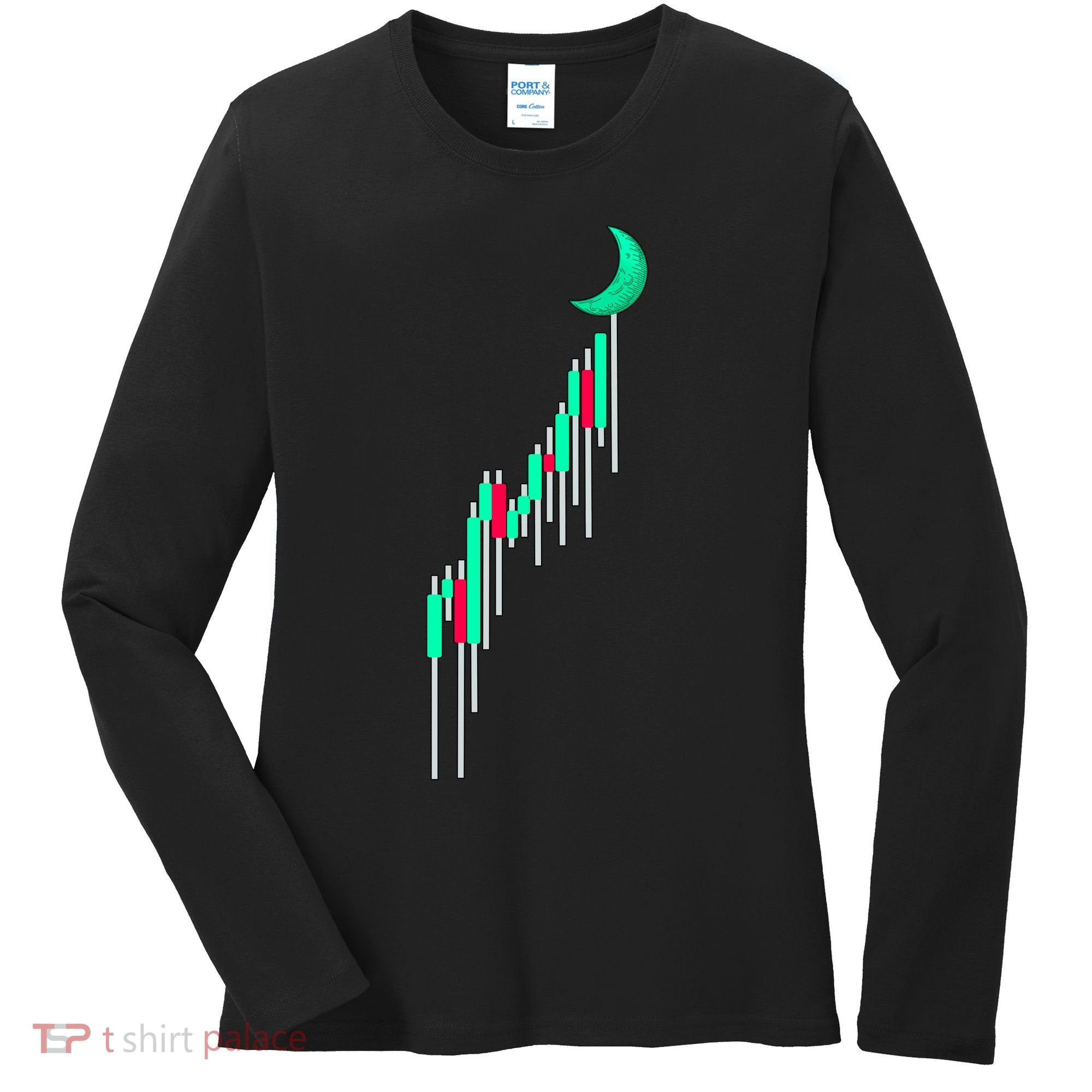 Crypto To The Moon Trading Hodl Stock Chart Women's Long Sleeve Shirt