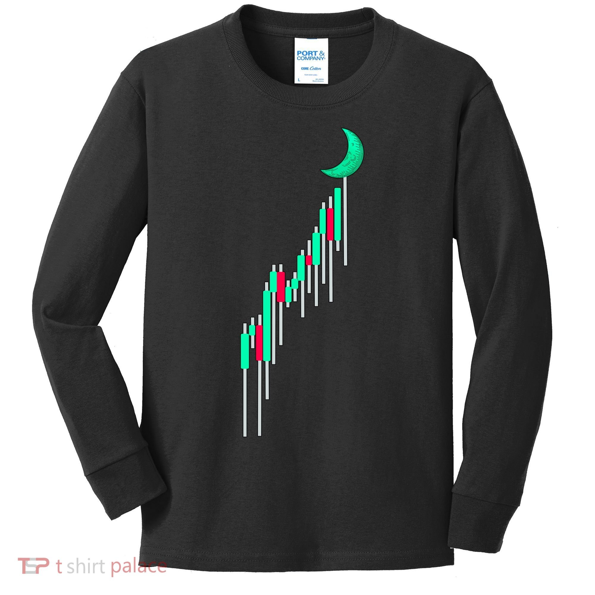 Crypto To The Moon Trading Hodl Stock Chart Kids Long Sleeve Shirt