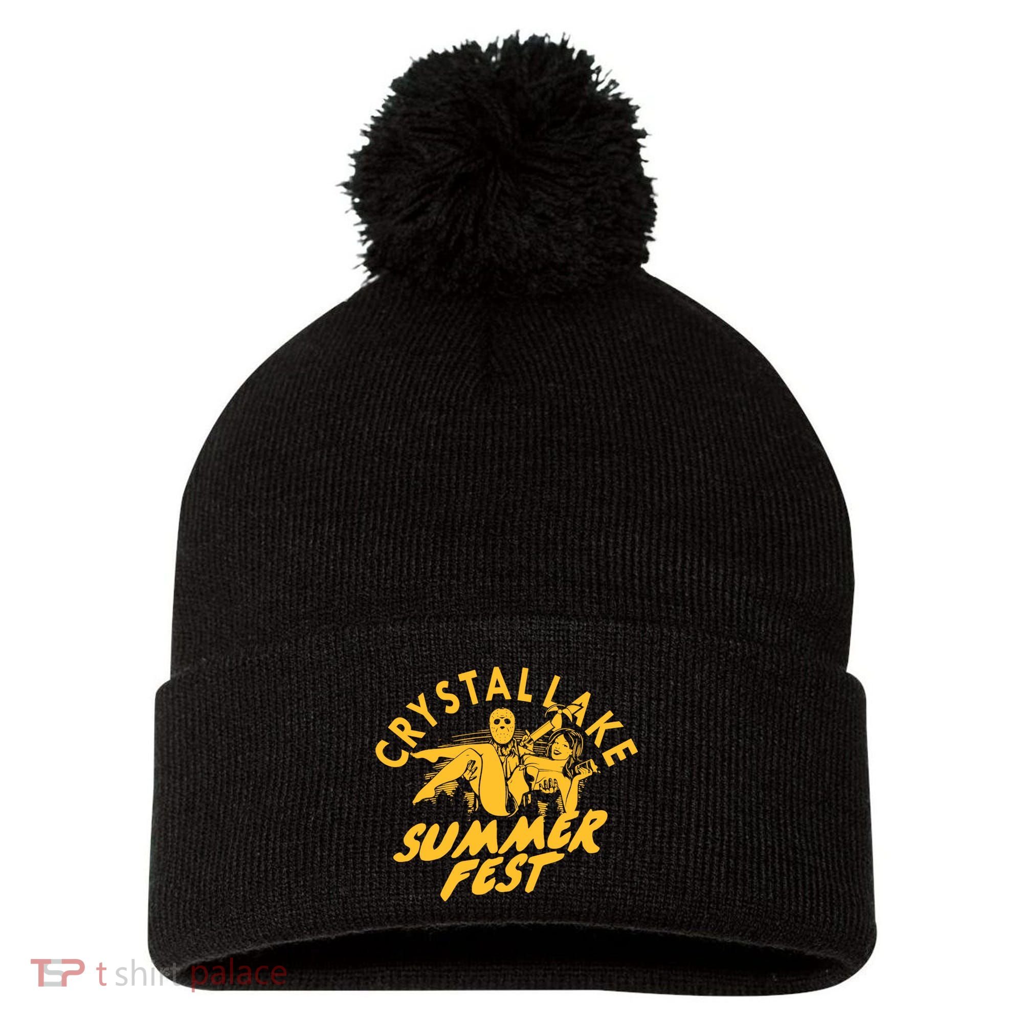 Crystal Lake Summer Fest Horror Movie Fan Pom Pom 12in Knit Beanie
