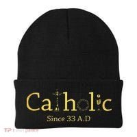 Catholic Since 33 AD Crucifix Jesus Eucharist Christianity Gift Beanie thumb 0