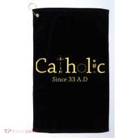 Catholic Since 33 AD Crucifix Jesus Eucharist Christianity Gift Golf Towel thumb 0