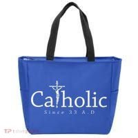 Catholic Since 33 AD Crucifix Jesus Eucharist Christianity Tote Bag thumb 0