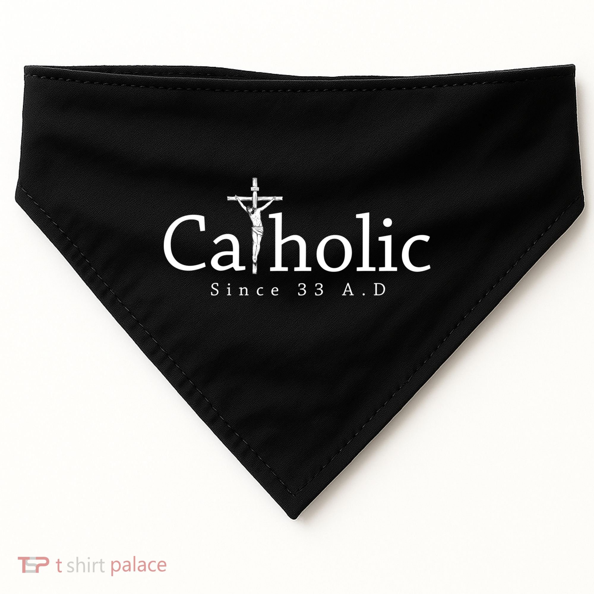 Catholic Since 33 Ad Crucifix Jesus Eucharist Christianity Gift USA-Made Doggie Bandana