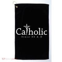 Catholic Since 33 Ad Crucifix Jesus Eucharist Christianity Gift Golf Towel thumb 0