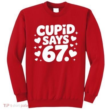 Cupid Says 67 Funny 6-7 Valentines Day Sweatshirt