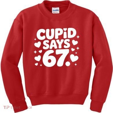 Cupid Says 67 Funny 6-7 Valentines Day Kids Sweatshirt
