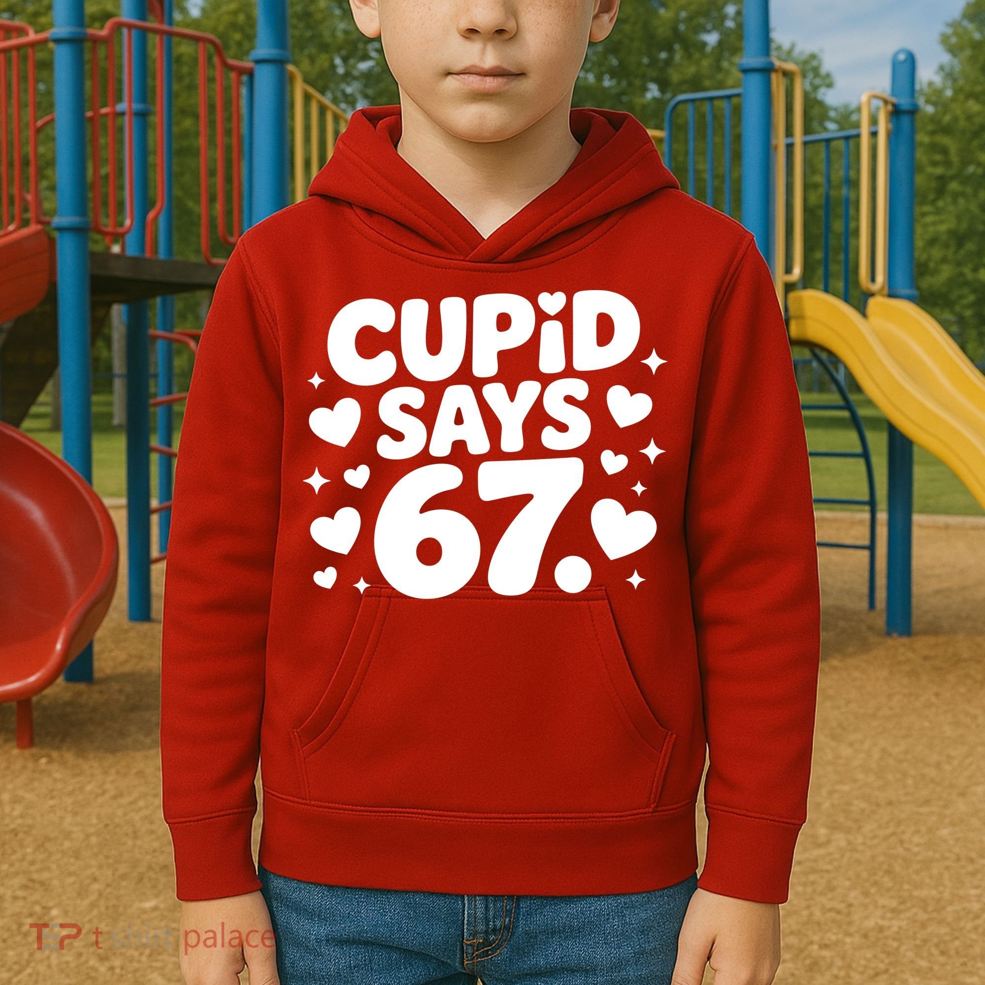 Cupid Says 67 Funny 6-7 Valentines Day Kids Hoodie