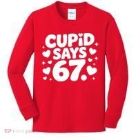 Cupid Says 67 Funny 6-7 Valentines Day Kids Long Sleeve Shirt thumb 0