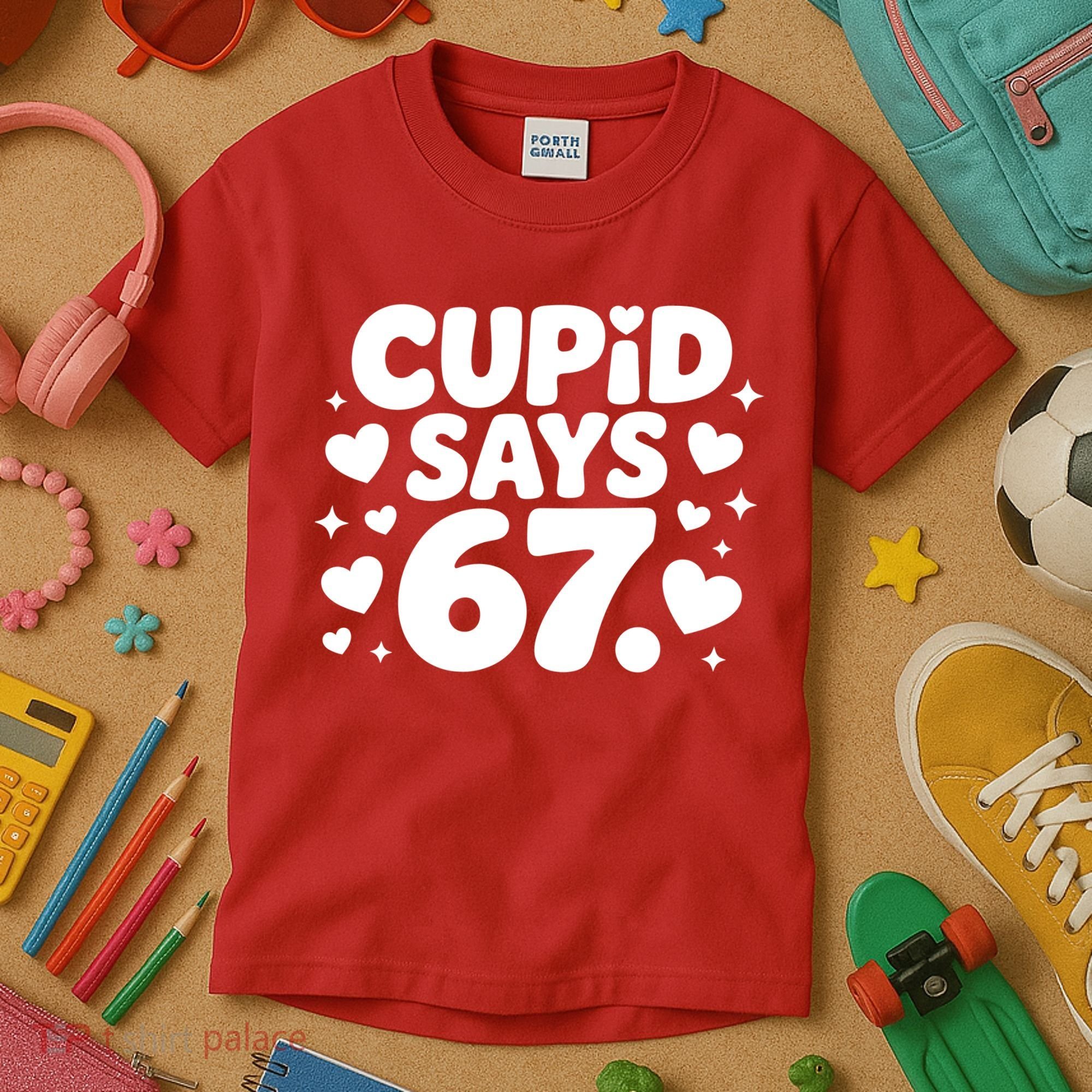 Cupid Says 67 Funny 6-7 Valentines Day Kids T-Shirt