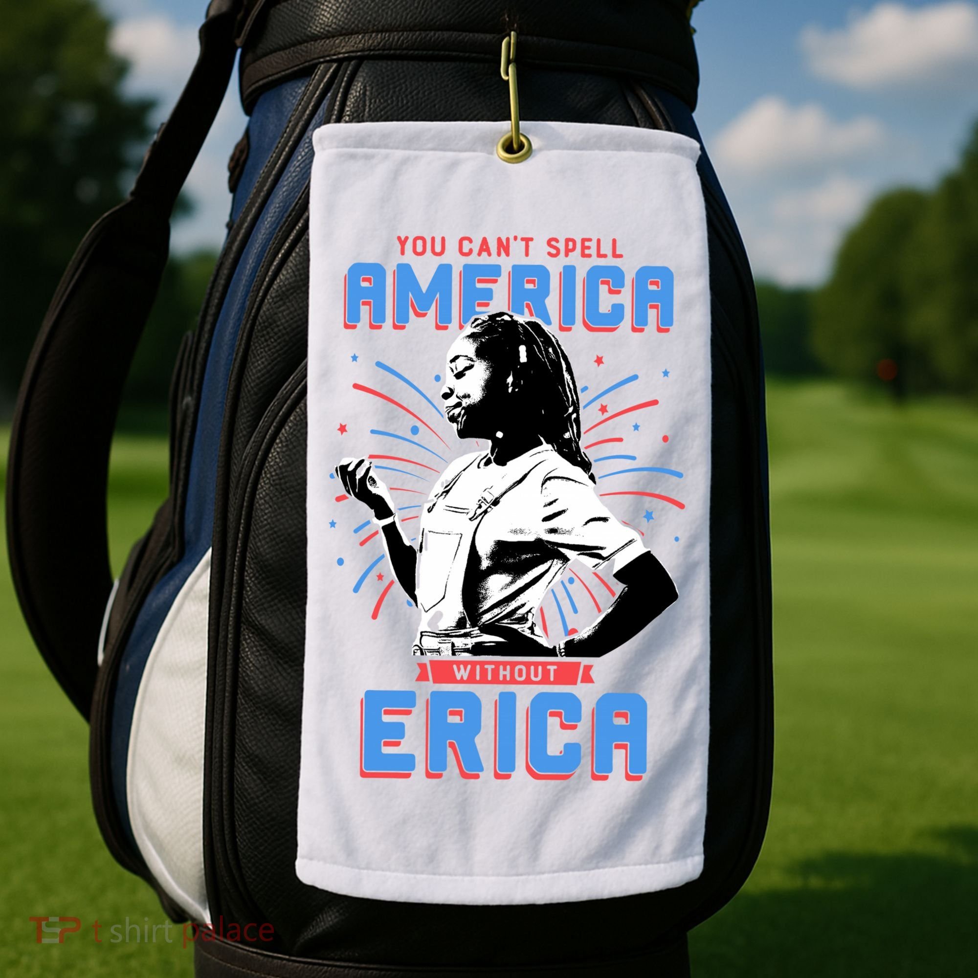 Can't Spell America Without Erica Retro Golf Towel