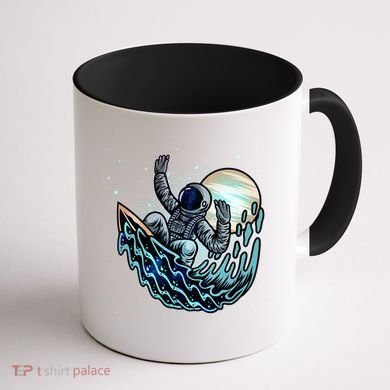 Cool Space Astronaut Surfing the Galaxy Coffee Mug back