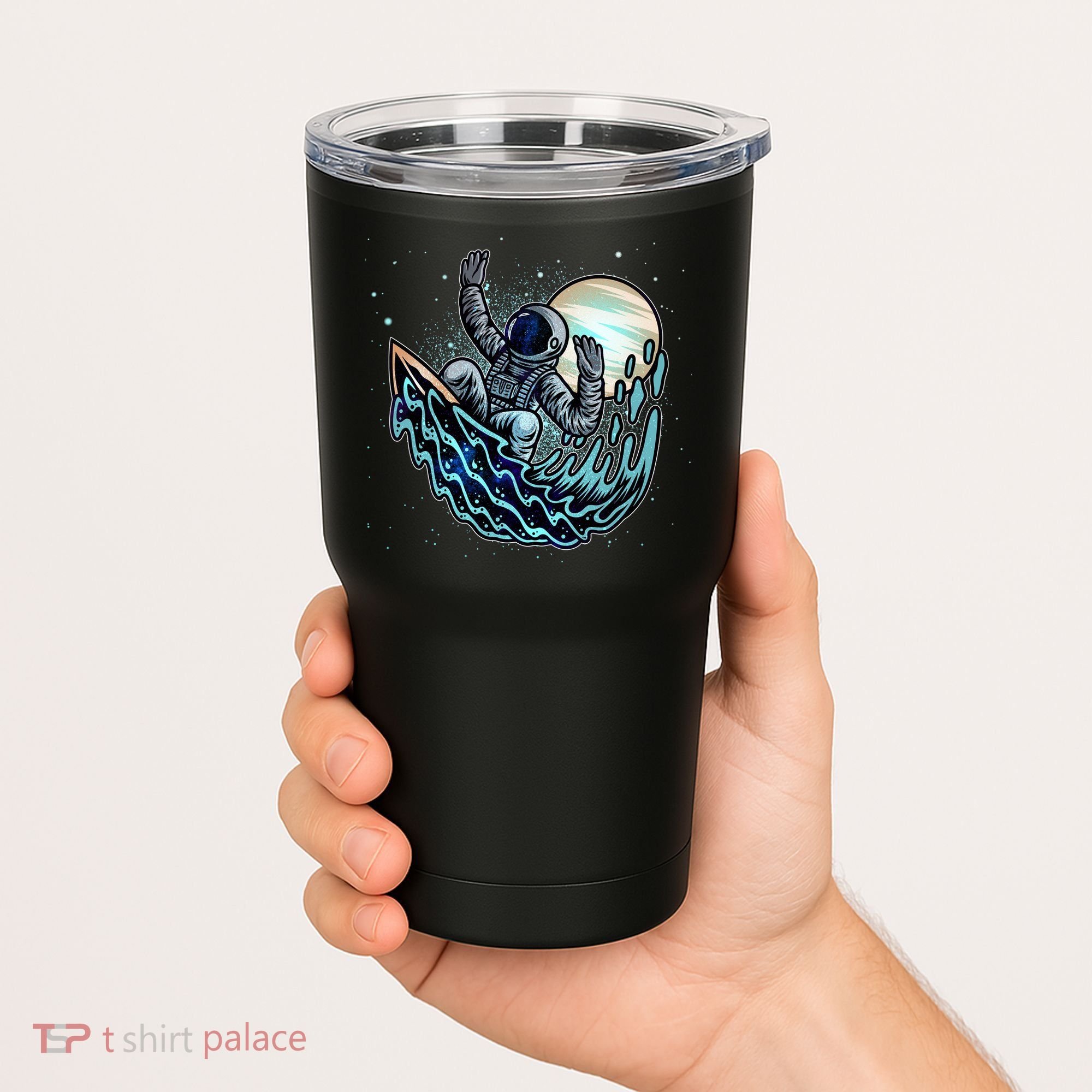 Cool Space Astronaut Surfing the Galaxy Tumbler