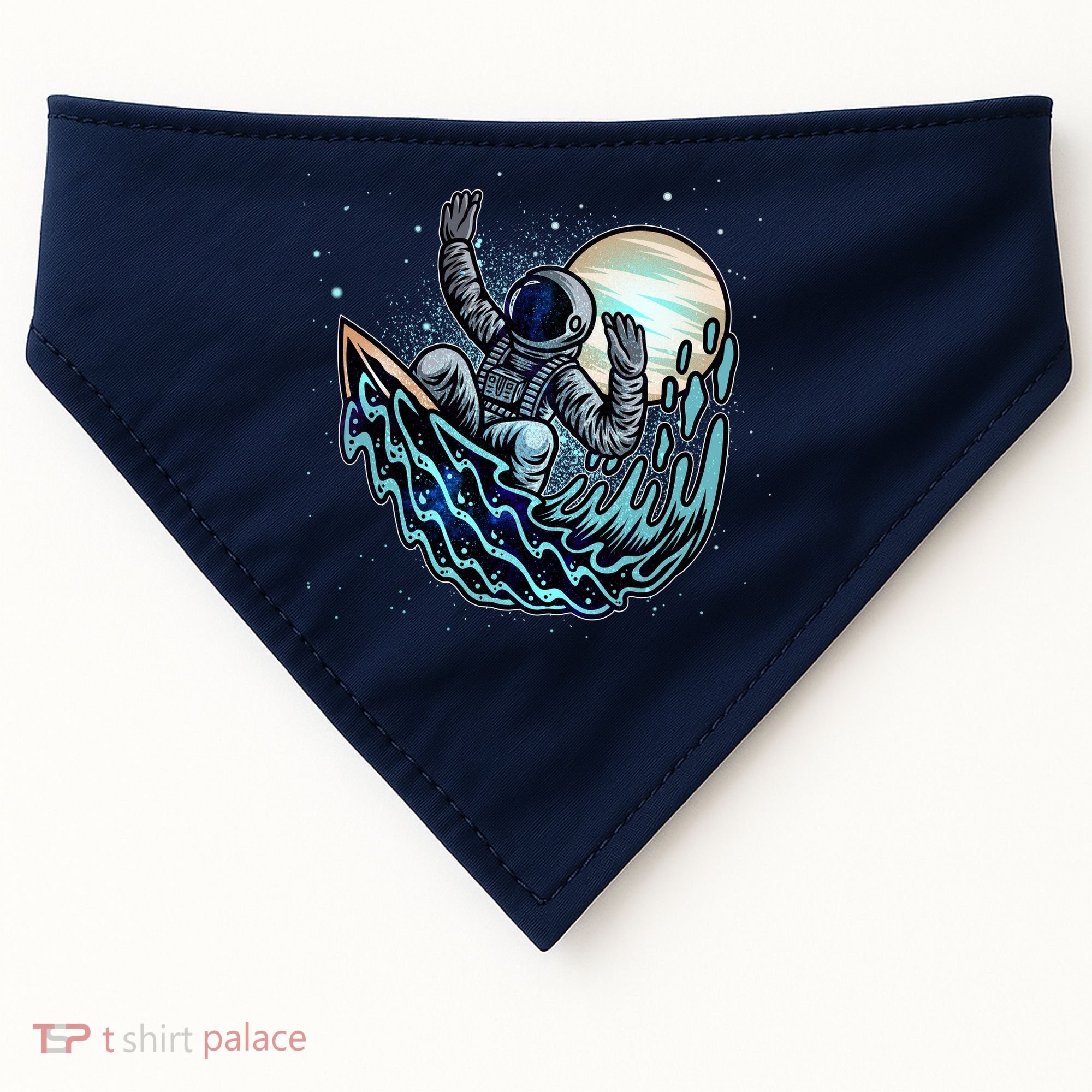 Cool Space Astronaut Surfing the Galaxy USA-Made Doggie Bandana