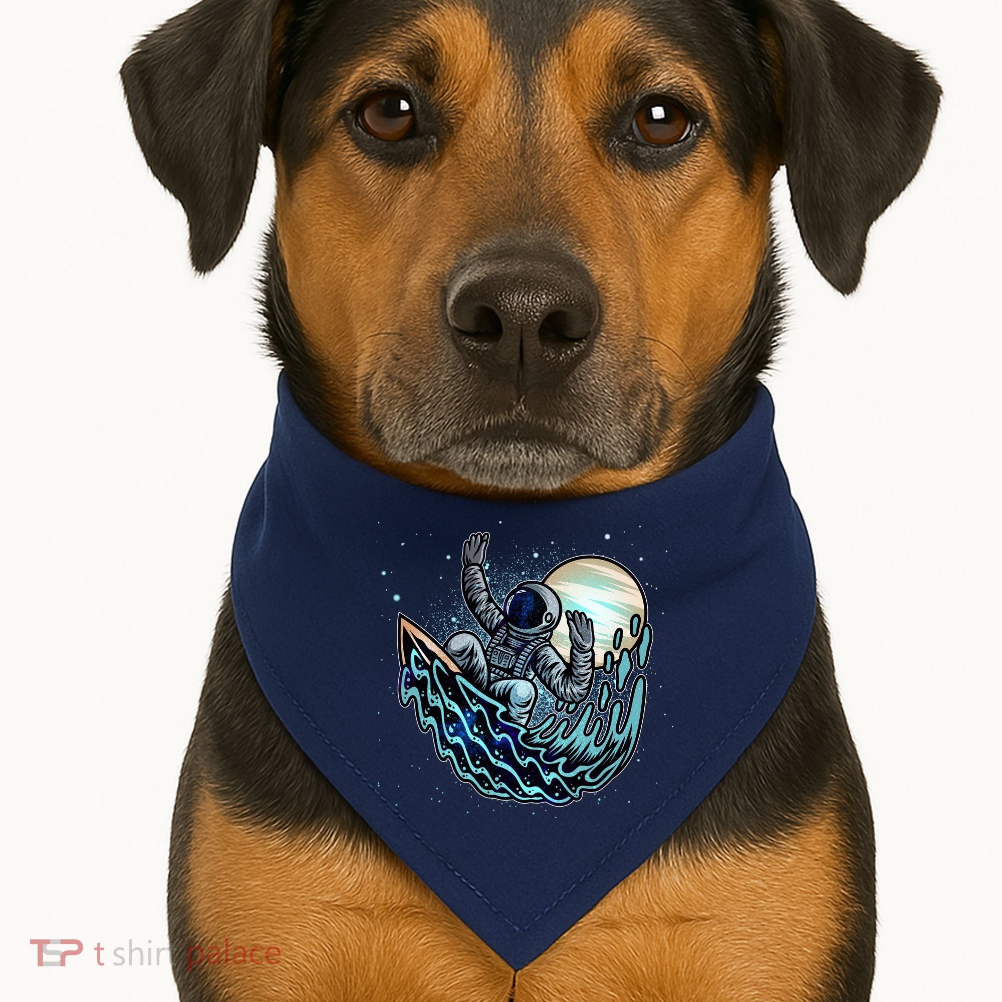 Cool Space Astronaut Surfing the Galaxy USA-Made Doggie Bandana