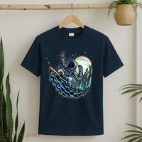 Cool Space Astronaut Surfing the Galaxy T-Shirt thumb 2