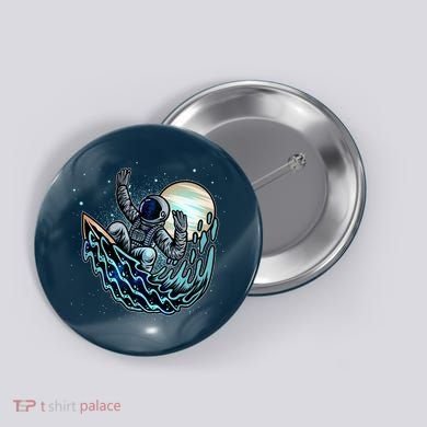Cool Space Astronaut Surfing the Galaxy Button