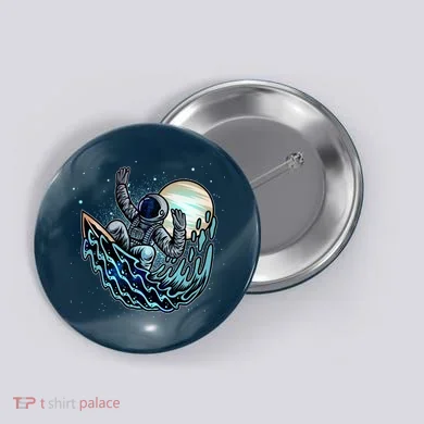 Cool Space Astronaut Surfing the Galaxy Button