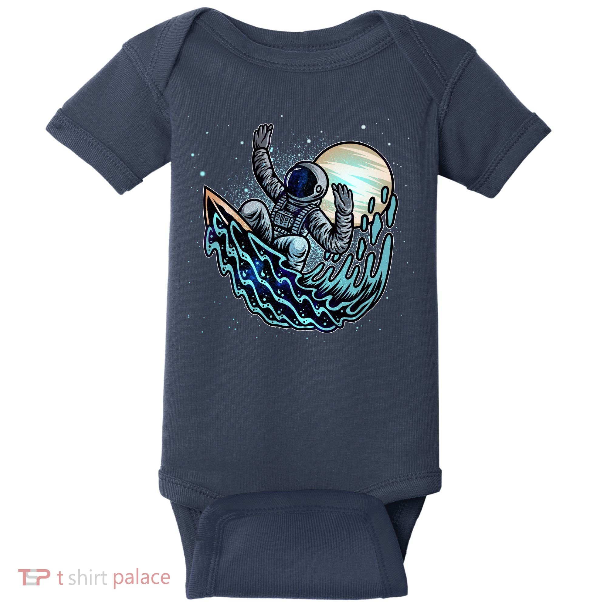 Cool Space Astronaut Surfing the Galaxy Baby Bodysuit