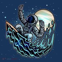 Cool Space Astronaut Surfing the Galaxy Hat thumb 2