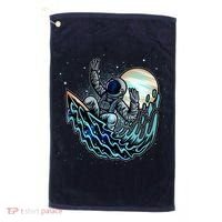 Cool Space Astronaut Surfing the Galaxy Golf Towel thumb 0