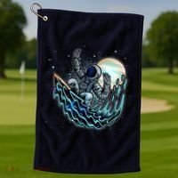 Cool Space Astronaut Surfing the Galaxy Golf Towel thumb 1