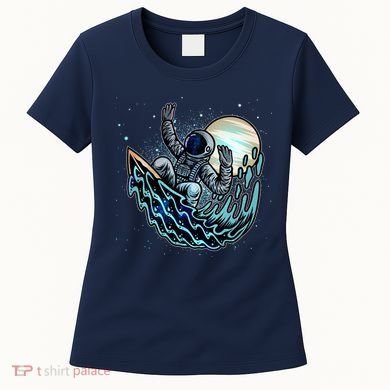 Cool Space Astronaut Surfing the Galaxy Women's T-Shirt