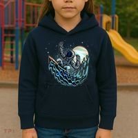 Cool Space Astronaut Surfing the Galaxy Kids Hoodie thumb 3