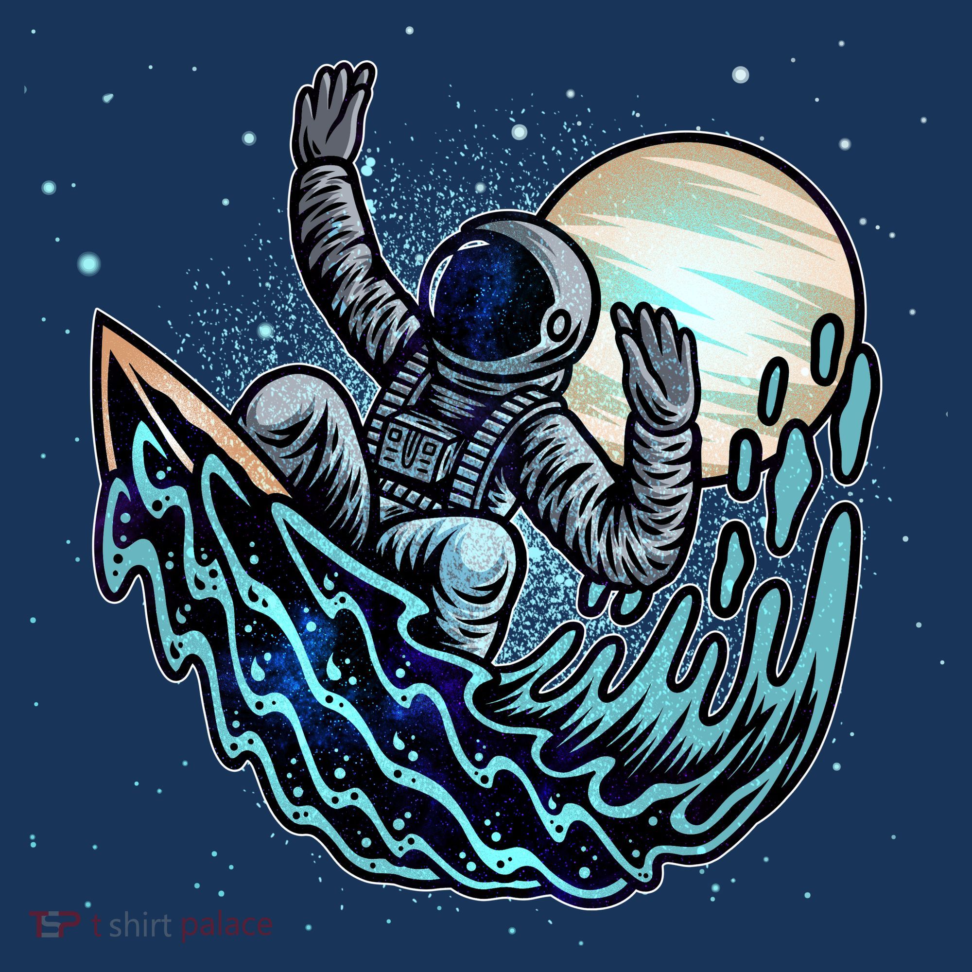 Cool Space Astronaut Surfing the Galaxy Kids Long Sleeve Shirt