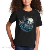 Cool Space Astronaut Surfing the Galaxy Kids T-Shirt thumb 2