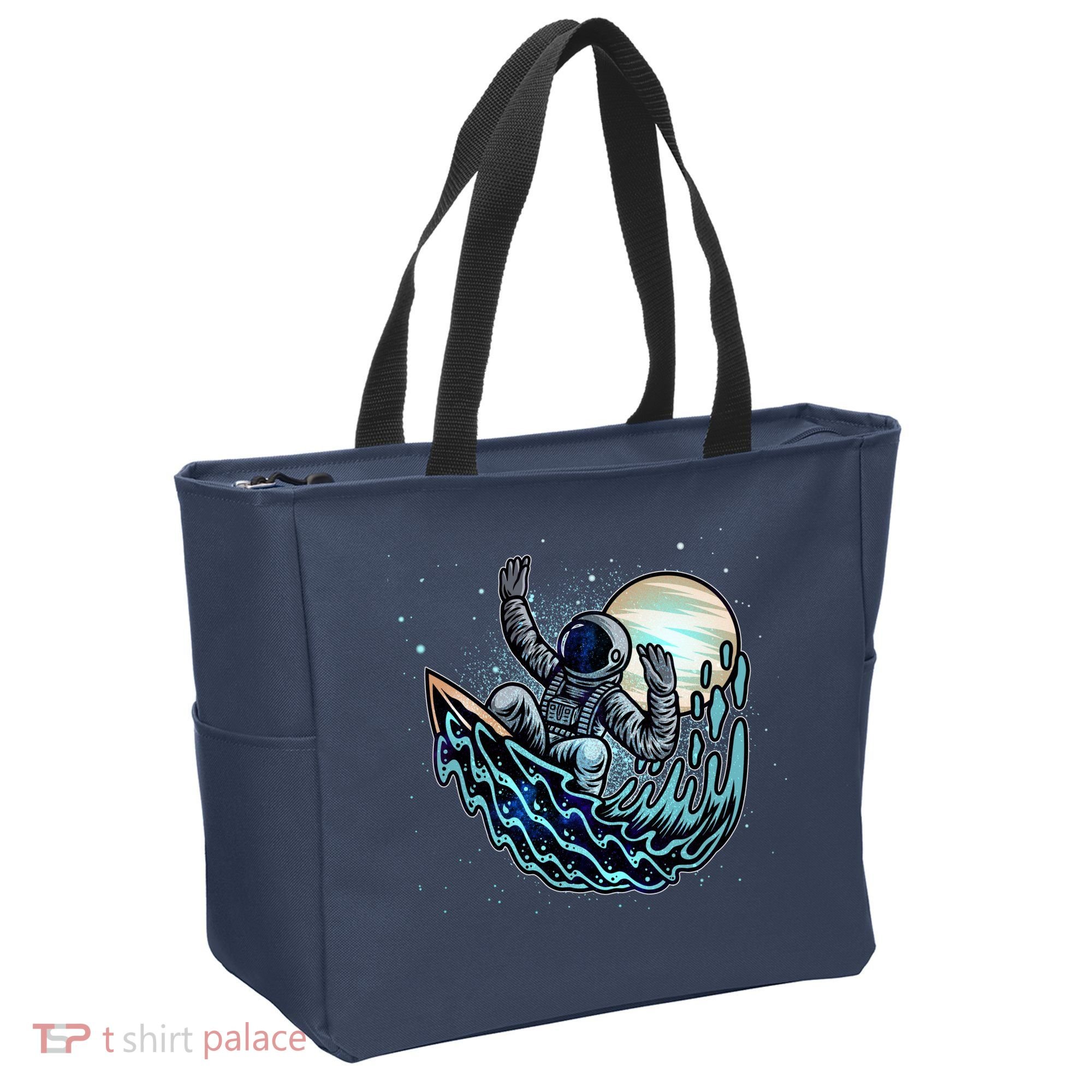 Cool Space Astronaut Surfing the Galaxy Tote Bag